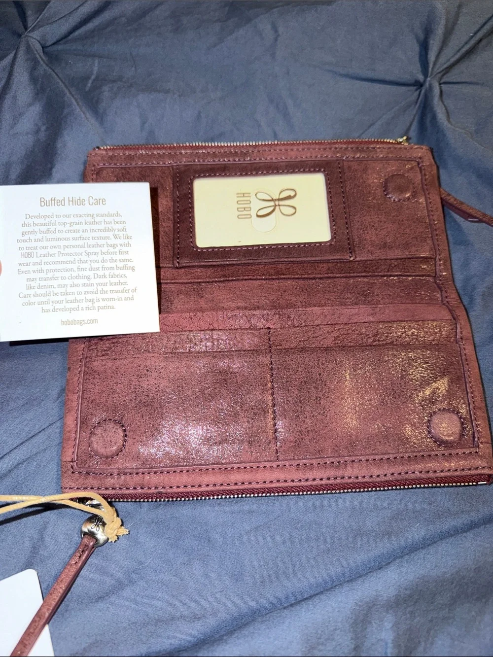 HOBO Bordeaux Plum Leather Wallet Clutch